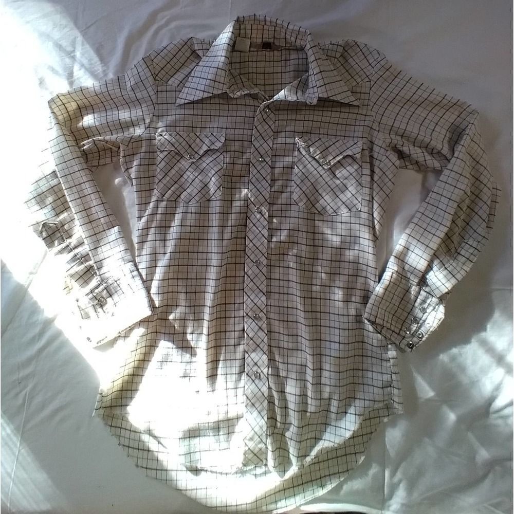 LAZY K VINTAGE WESTERN FORM FITTED SHIRT SIZE 15/34 5005 PEARL SNAP